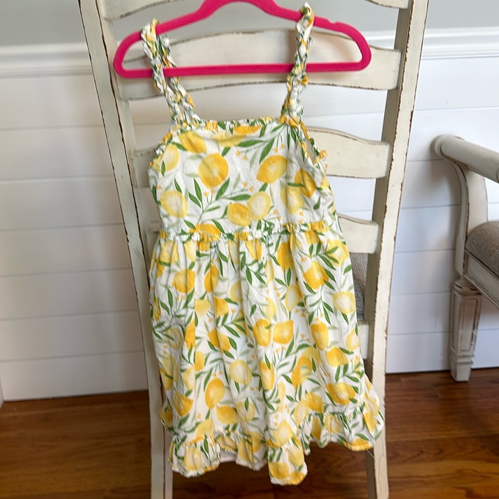 Girls size 7 boutique lemon print cotton dress